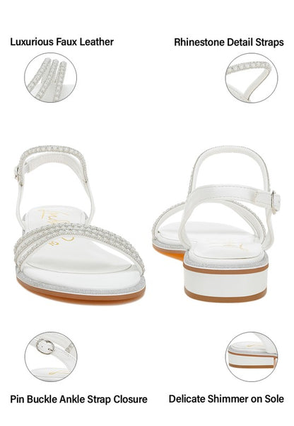 Nobbity Rhinestone Pearl Detail Flat Sandals - Tigbul's Variety Fashion Shop