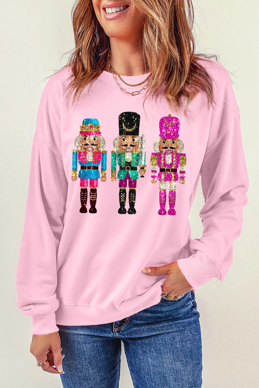 Nutcracker Graphic Round Neck Long Sleeve Sweatshirt - Tigbul's Variety Fashion Shop