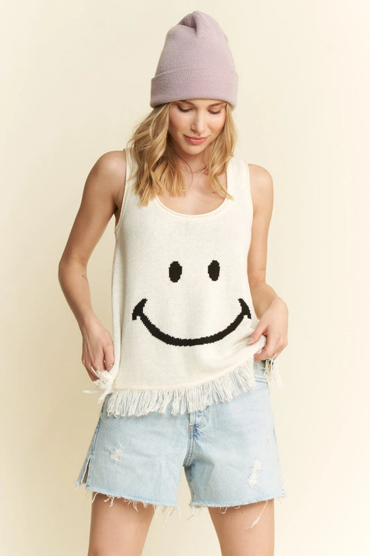 Jade By Jane Full Size Smiley Fringe Hem Tank Plus Size - Tigbul's Variety Fashion Shop