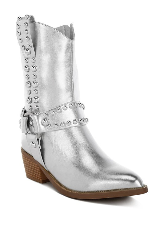 Altair Studded Harness Detail Boots - Tigbul's Variety Fashion Shop