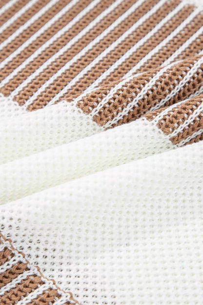 Striped Knit Long Sleeve Sweater - Tigbul's Variety Fashion Shop