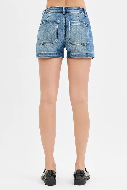RISEN Low Rise Patched Pocket Shorts - Tigbul's Variety Fashion Shop