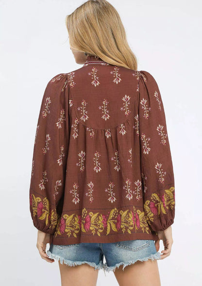 Floral Boho Peasant Blouse - Tigbul's Variety Fashion Shop