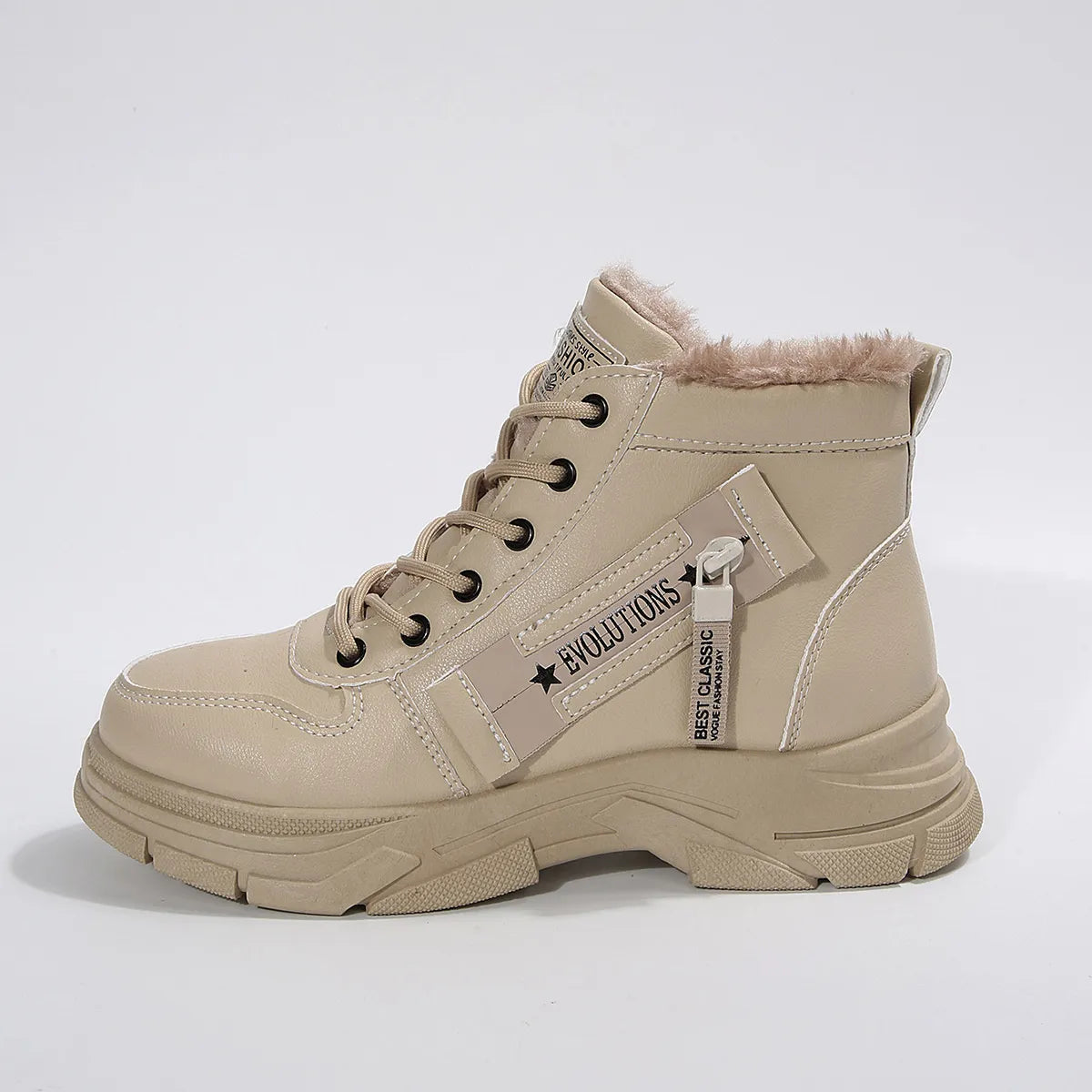 Premium Lace-Up Combat Boots with Fleece Line - Tigbul's Variety Fashion Shop