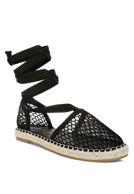 Sonara Mesh Flat Espadrille Sandals - Tigbul's Variety Fashion Shop