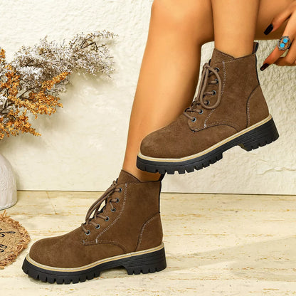 Round Toe Lace Up Boots - Tigbul's Variety Fashion Shop