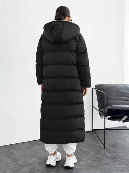 Quilted Hooded Longline Puffer Coat - Tigbul's Variety Fashion Shop