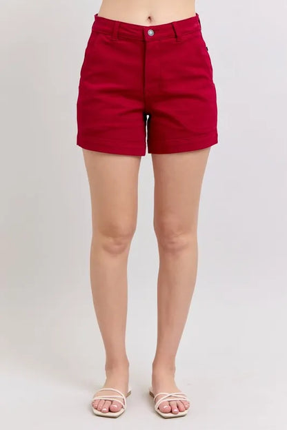 Judy Blue High Waist Tummy Control Garment Dyed Heart Shaped Denim Shorts - Tigbul's Variety Fashion Shop