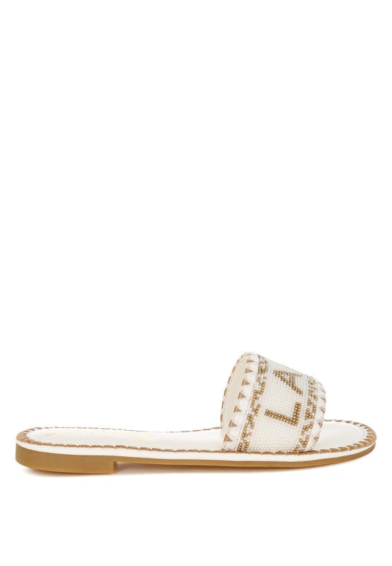 Hot Hub Beaded Lake Como Flat Slip Ons - Tigbul's Variety Fashion Shop