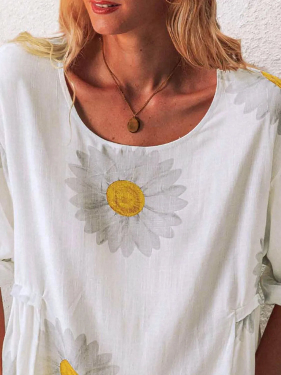 Full Size Flower Round Neck Half Sleeve T-Shirt Plus Size - Tigbul's Variety Fashion Shop