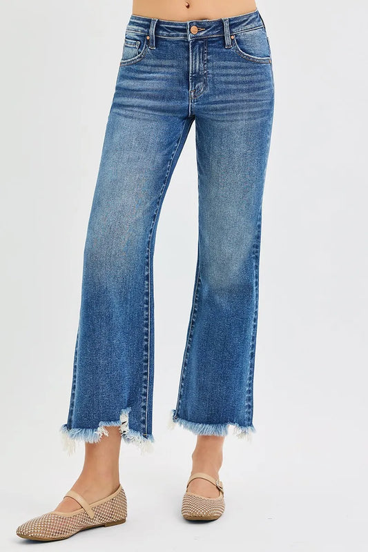 RISEN Full Size Mid Rise Crop Straight Jeans Plus Size - Tigbul's Variety Fashion Shop