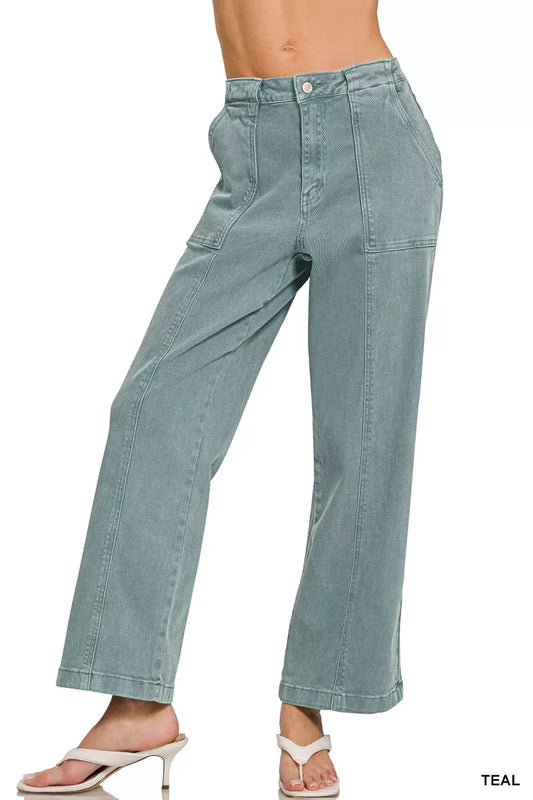 Zenana Straight Leg Utility Pocket Jeans - Tigbul's Variety Fashion Shop