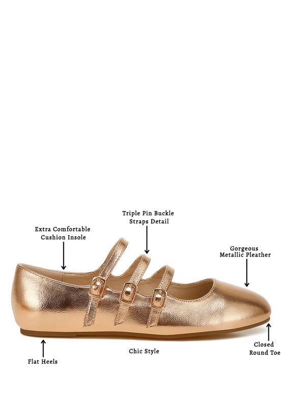 Macarina Triple Strap Mary Jane Ballerinas - Tigbul's Variety Fashion Shop