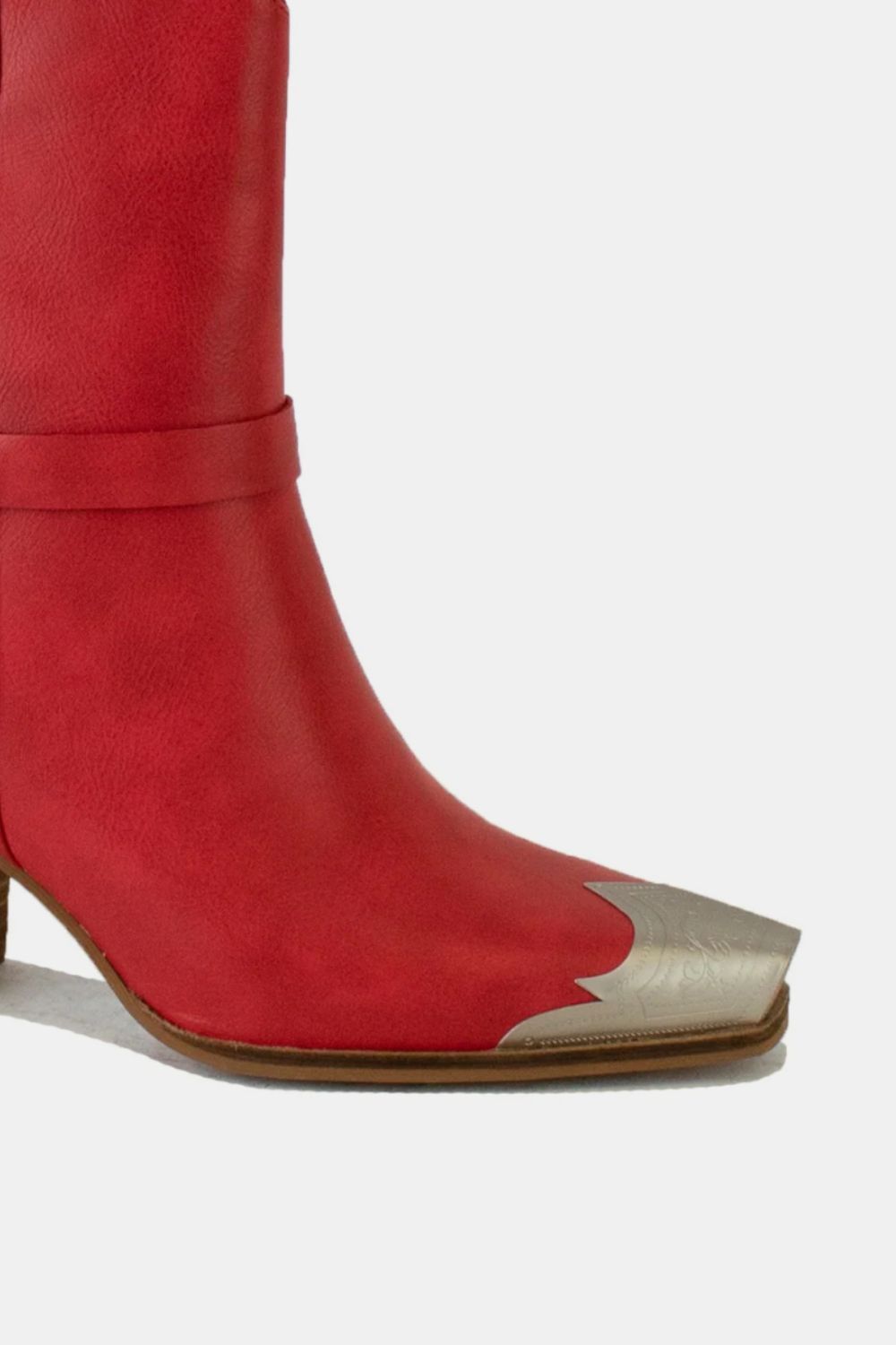 Red Faux Leather Metal Toe Ankle Boots - Tigbul's Variety Fashion Shop