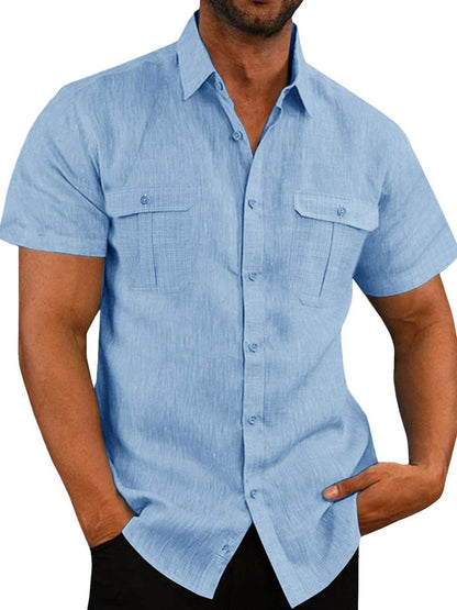 Men's Plus Size Collared Neck Short Sleeve Shirt - Tigbul's Variety Fashion Shop