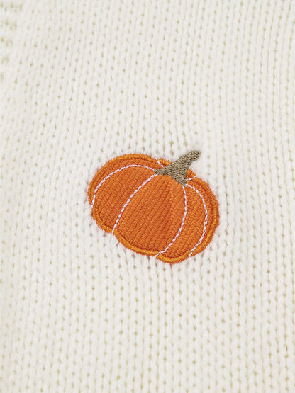 Halloween Pumpkin Embroidered Knit Cardigan - Tigbul's Variety Fashion Shop