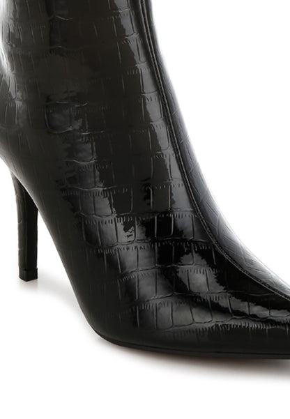 Kultrus Croco Stiletto Heel Mid-Calf Boots - Tigbul's Variety Fashion Shop