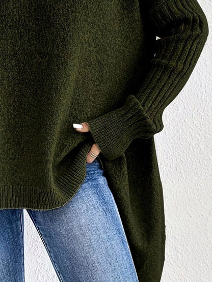 Turtleneck Dropped Shoulder Sweater - Tigbul's Variety Fashion Shop