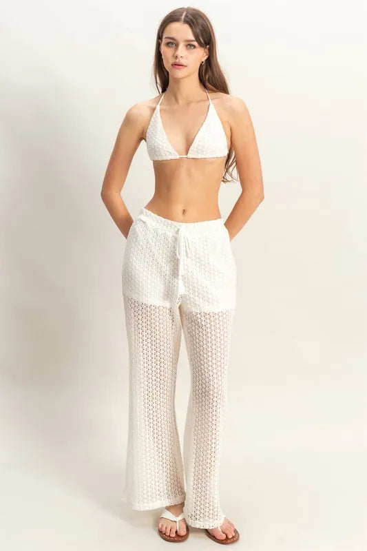Crochet Bra and Drawstring Pants Set - Tigbul's Variety Fashion Shop