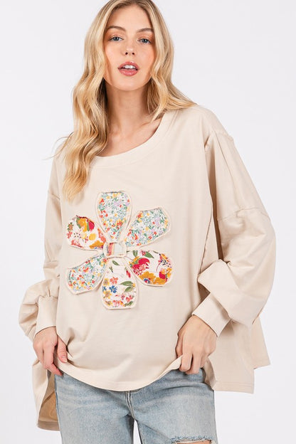 SAGE + FIG Flower Patch Dropped Shoulder Oversize Top - Tigbul's Variety Fashion Shop