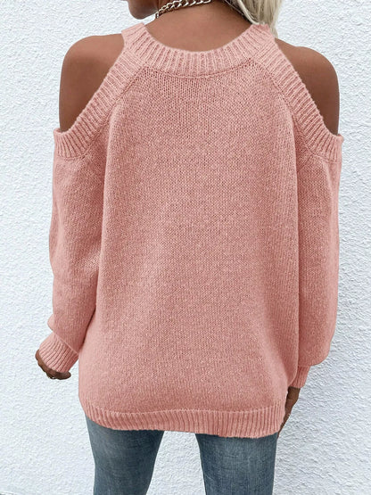 Cold Shoulder Knit Sweater - Tigbul's Variety Fashion Shop