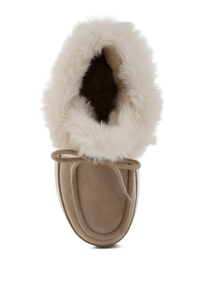 Bunting Faux Fur Collar Flatform Boots - Tigbul's Variety Fashion Shop