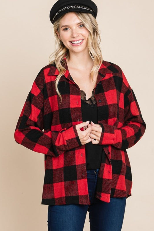 Plaid Button Up Long Sleeve Shirt - Tigbul's Variety Fashion Shop