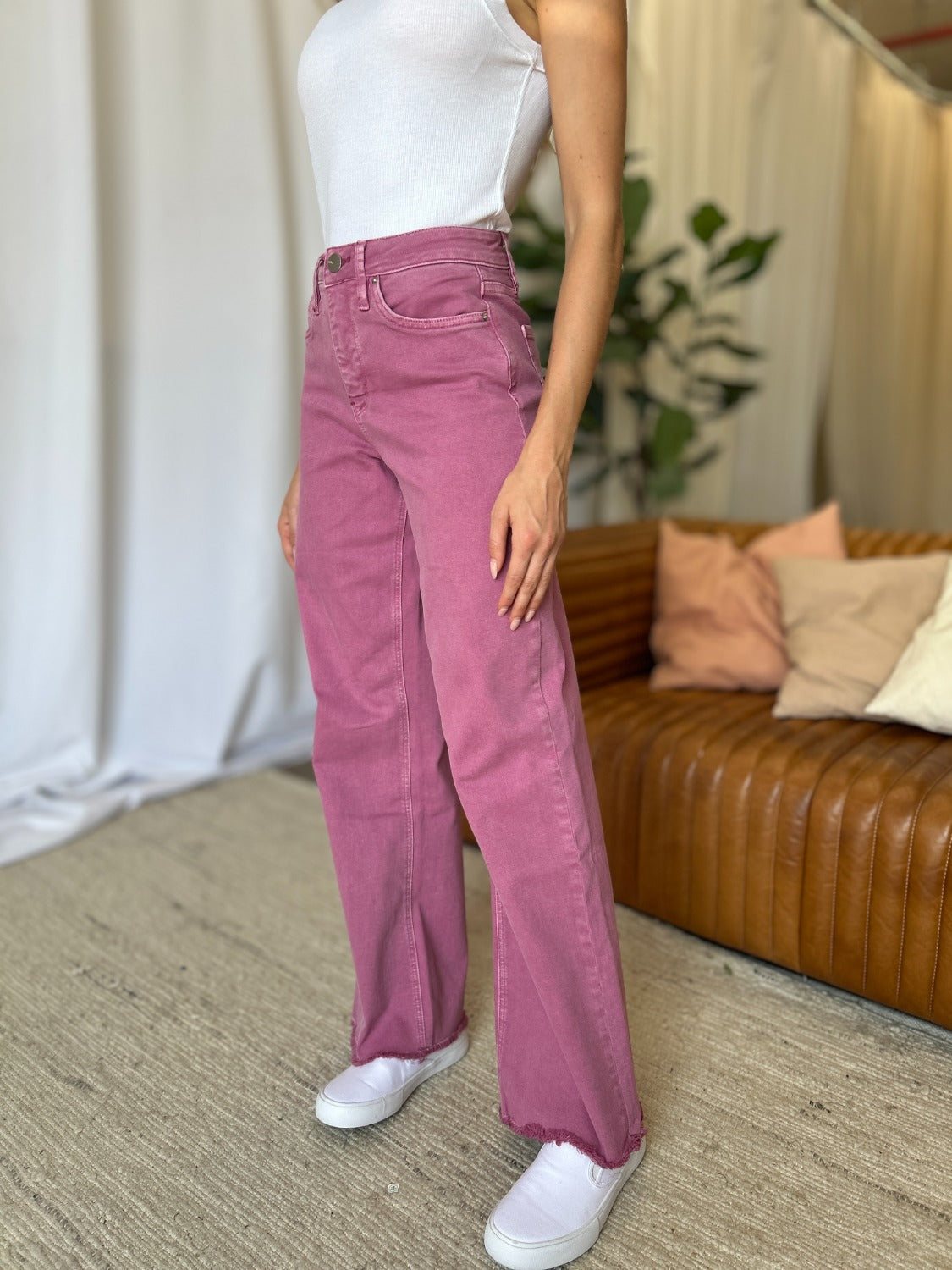 RFM Full Size High Rise Garment Dye Wide Leg  Jeans - Tigbul's Variety Fashion Shop