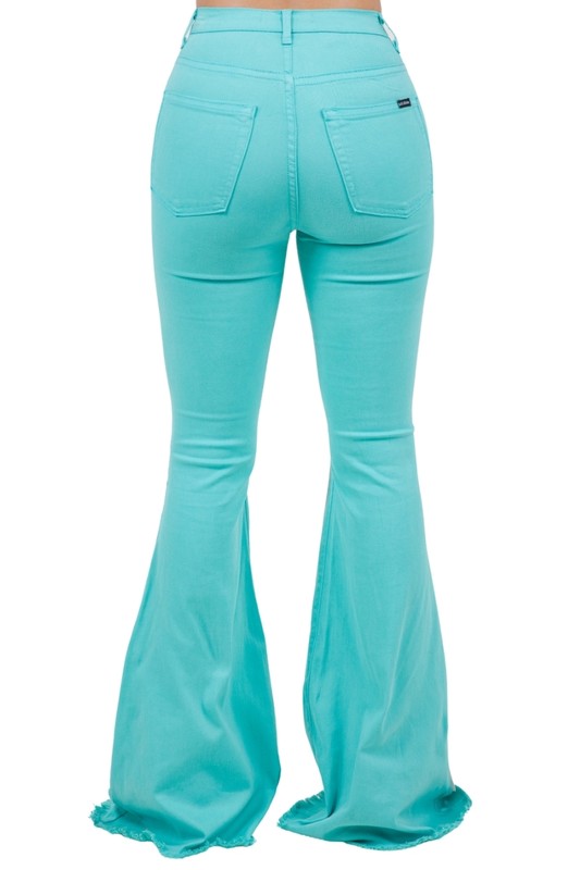 Rodeo Bell Bottom Turquoise/Brown- Inseam 34 - Tigbul's Variety Fashion Shop