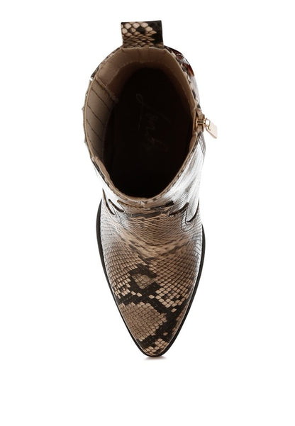 Cornus Snake Print Ankle Boots - Tigbul's Variety Fashion Shop