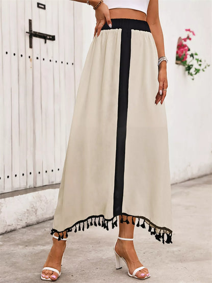 Tassel Trim High Waist Skirt - Tigbul's Variety Fashion Shop