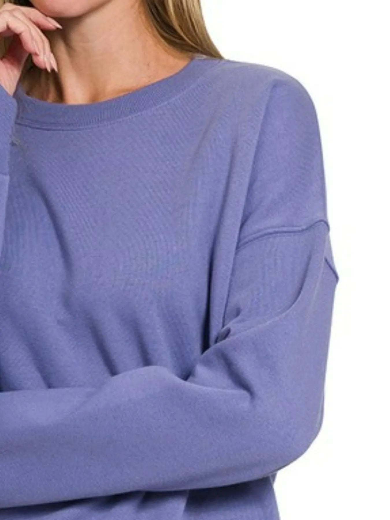 Zenana Full Size Fleece Drop Shoulder Sweatshirt Plus Size - Tigbul's Variety Fashion Shop