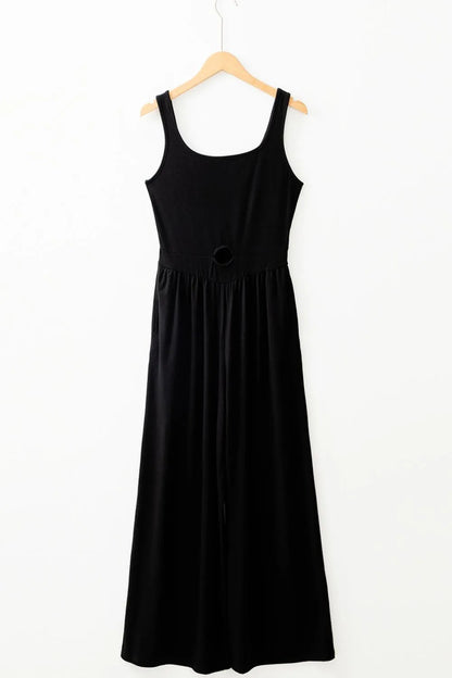Cutout Scoop Neck Wide Strap Jumpsuit - Tigbul's Variety Fashion Shop