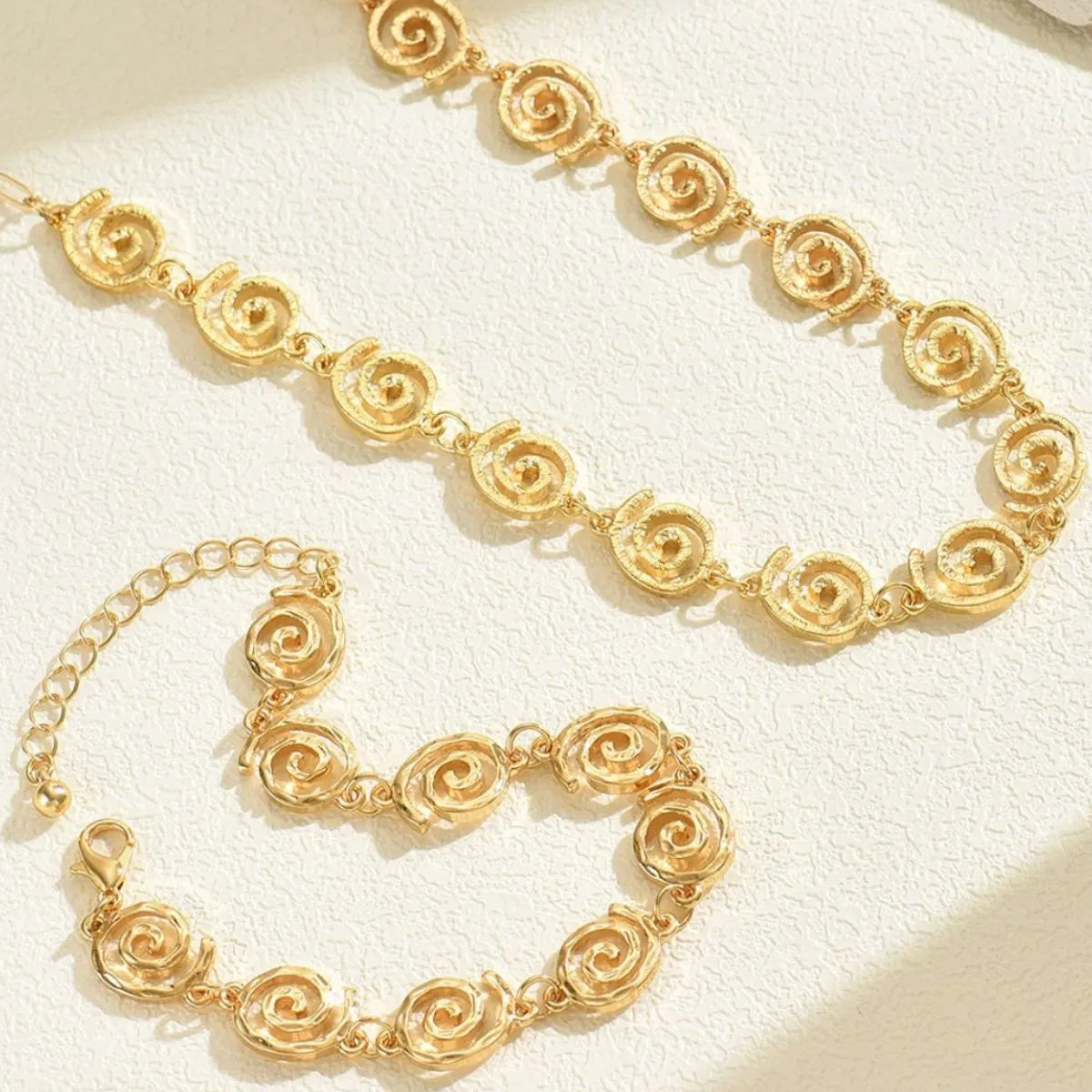 18K Gold-Plated Spiral Neclace and Bracelet Jewelry Set - Tigbul's Variety Fashion Shop