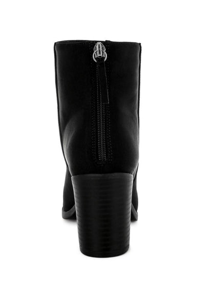 Veyara Lycra Block Heel Ankle Boots - Tigbul's Variety Fashion Shop