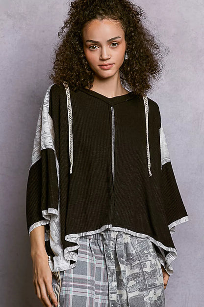 POL Short Sleeve Hoodie Top with Lace Detail - Tigbul's Variety Fashion Shop