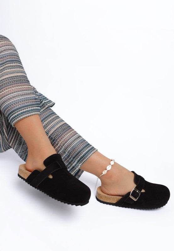 Ratiha Buckle Accent Slip-On Footbed Mules - Tigbul's Variety Fashion Shop