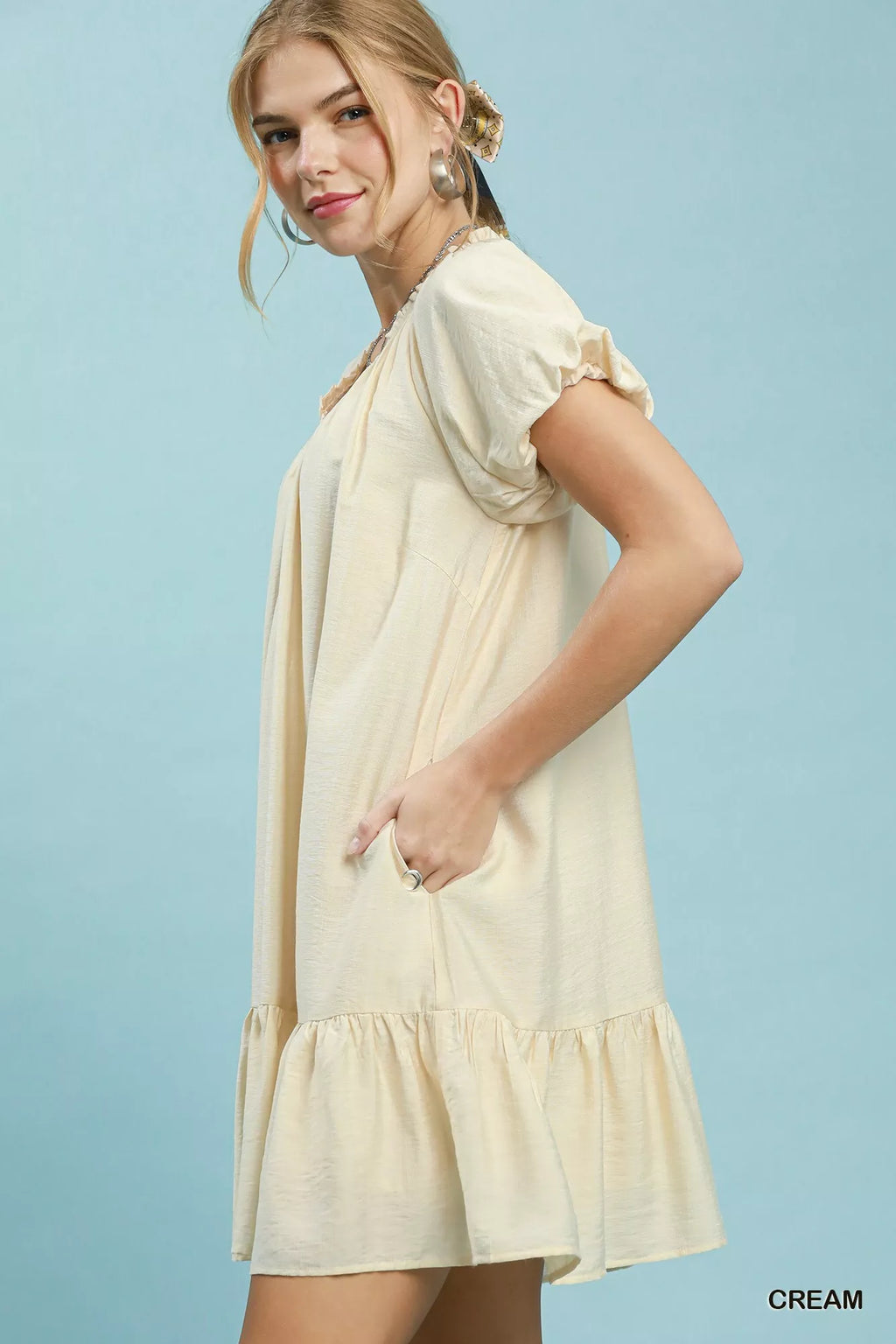 Umgee Ruffle Hem Shift Mini Dress - Tigbul's Variety Fashion Shop