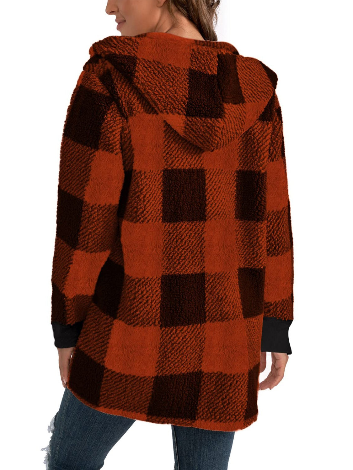 Plaid Long Sleeve Hooded Coat - Tigbul's Variety Fashion Shop