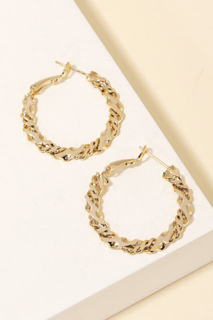 Fame Double Twist Chain Latch Hoop Earrings - Tigbul's Variety Fashion Shop