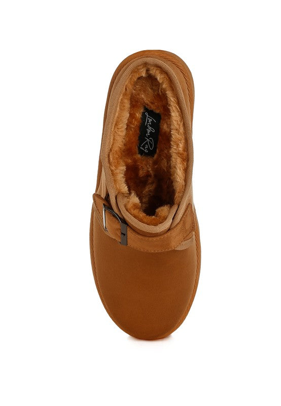 Mayfield Buckle Strap Fur Platform Classic Slip-On - Tigbul's Variety Fashion Shop