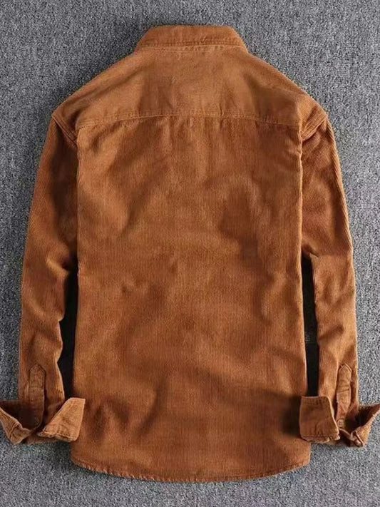 Men's Plus Size Corduroy Long Sleeve Button Up Shirt - Tigbul's Variety Fashion Shop