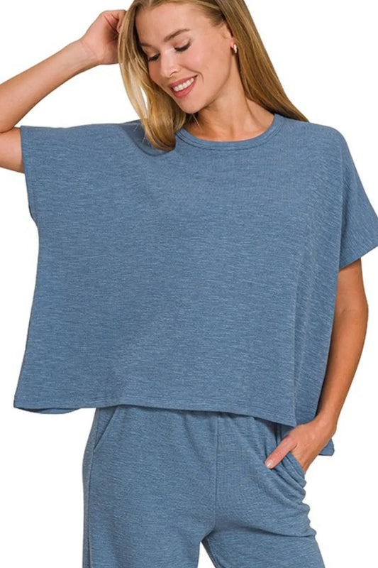 Zenana Cotton Slub Top & Pants Set - Tigbul's Variety Fashion Shop