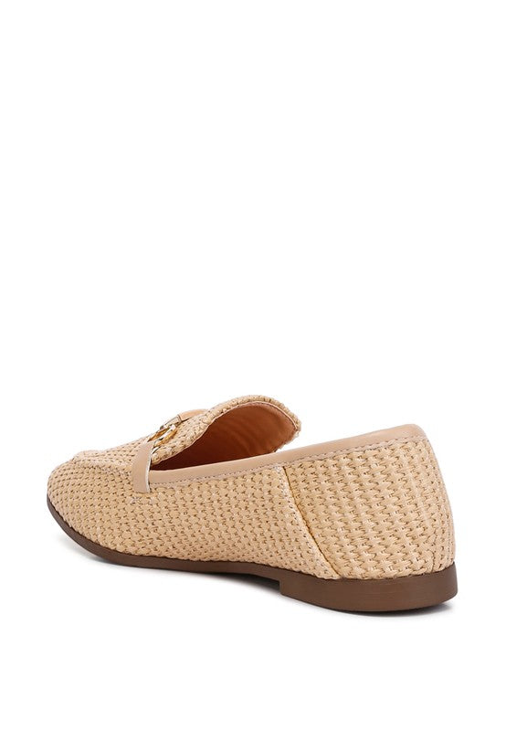 Asher Horsebit Embellished Raffia Loafers - Tigbuls Variety Fashion