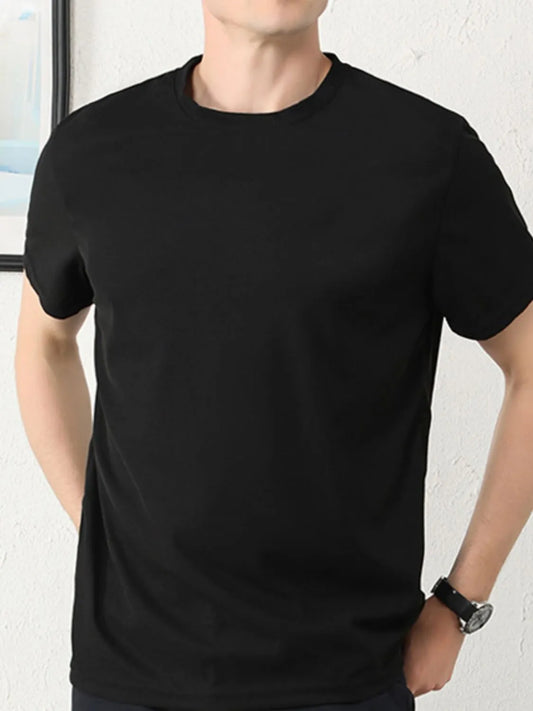 Men's Plus Size Round Neck Short Sleeve T-Shirt - Tigbul's Variety Fashion Shop