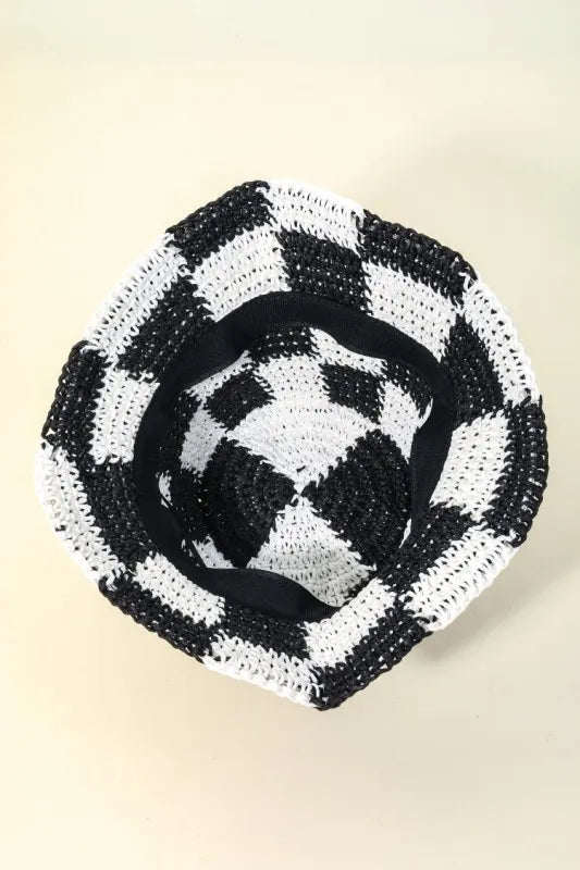 Fame Checkered Pattern Knit Bucket Hat - Tigbul's Variety Fashion Shop