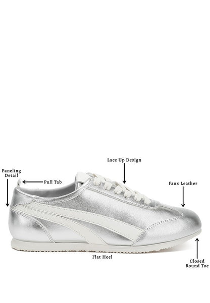 Montek Silver Metallic Lace-Up Sneakers - Tigbul's Variety Fashion Shop