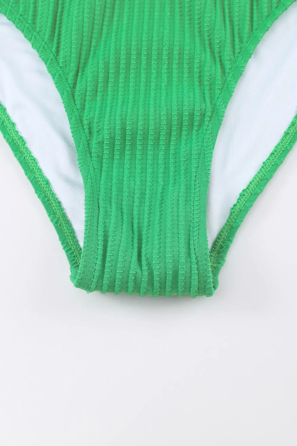 Textured Contrast Banding Bikini High Waist 2pcs Swimsuit - Tigbul's Variety Fashion Shop