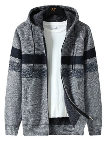 Men's Plus Size Drawstring Zip Up Hooded Cardigan - Tigbul's Variety Fashion Shop