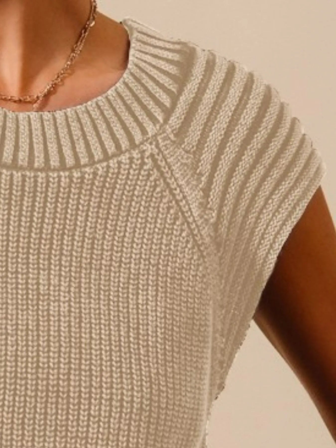 Taupe Mineral Washed Raglan Sleeveless Sweater Top - Tigbul's Variety Fashion Shop